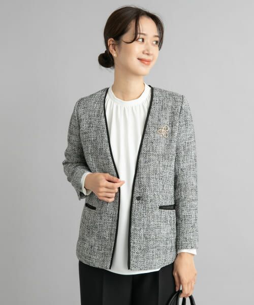 URBANRESEARCH DOORS ツイードVネックロングジャケット URBAN RESEARCH DOORS ジャケット テーラードジャケット