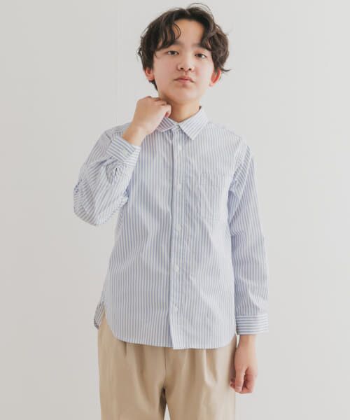 ＊＊URBAN RESEARCH DOORS / アーバンリサーチ ドアーズ トップス | 『WEB/一部店舗限定』ストレッチレギュラーカラーシャツ(KIDS)（OFF×BLUE）