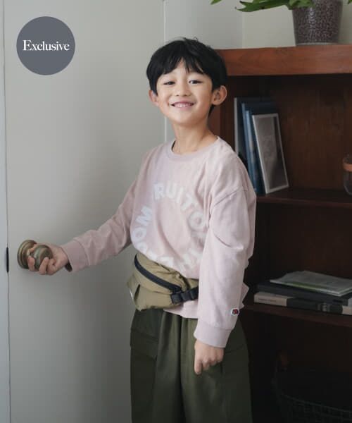 ＊＊URBAN RESEARCH DOORS / アーバンリサーチ ドアーズ トップス | 『別注』FRUIT OF THE LOOM×DOORS　サークルロゴ長袖Tシャツ(KIDS)（PINK）