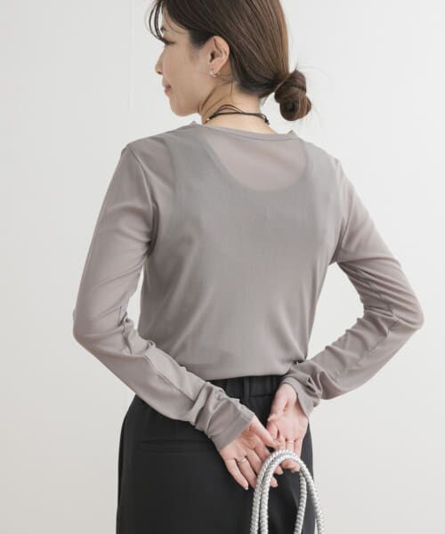 ＊＊URBAN RESEARCH DOORS / アーバンリサーチ ドアーズ Tシャツ | チュールロングTシャツ（GRAY）