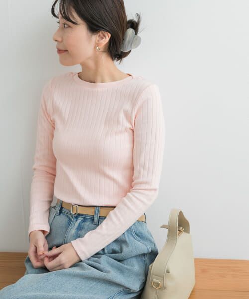 ＊＊URBAN RESEARCH DOORS / アーバンリサーチ ドアーズ Tシャツ | 針抜き長袖カットソー（PINK）