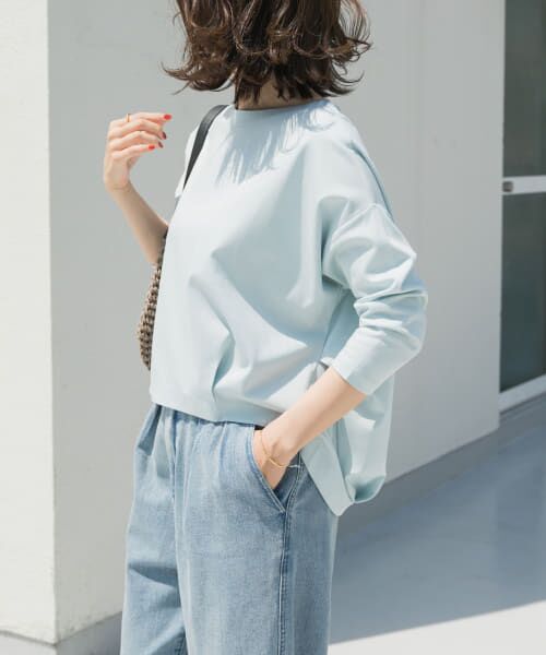 ＊＊URBAN RESEARCH DOORS / アーバンリサーチ ドアーズ Tシャツ | コットンバックタック7分袖プルオーバー（L.BLUE）