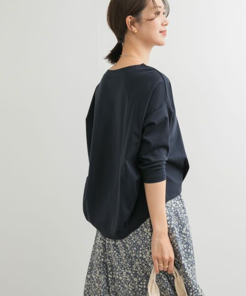 ＊＊URBAN RESEARCH DOORS / アーバンリサーチ ドアーズ Tシャツ | コットンバックタック7分袖プルオーバー（NAVY）