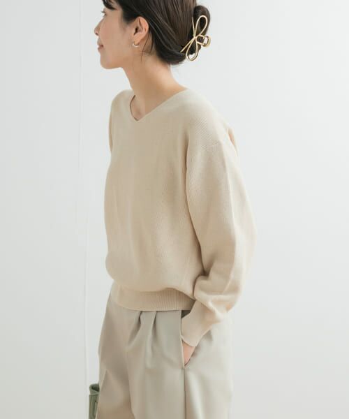 セール】 コットン畦Vネックニット （ニット・セーター