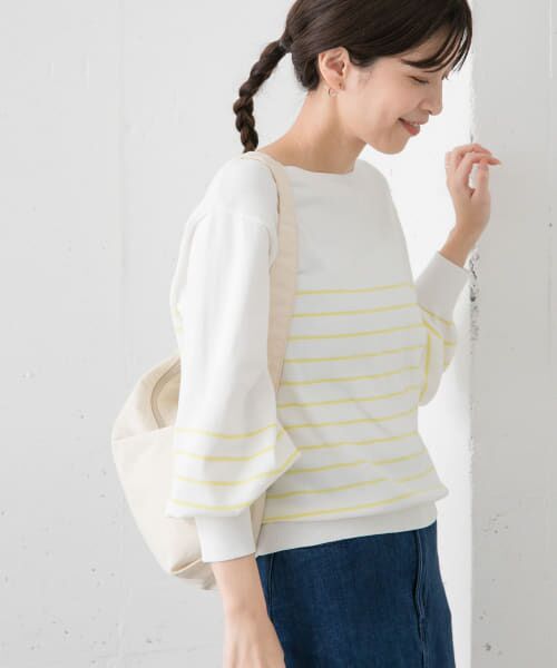 ＊＊URBAN RESEARCH DOORS / アーバンリサーチ ドアーズ ニット・セーター | ウォッシャブルUVボーダーニット（OFF×YEL）