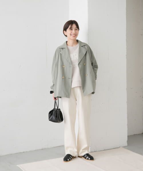 URBAN RESEARCH ベージュ ダブルブレスト コート Lサイズ URBAN RESEARCH - ショート丈ダブルコート春・秋用 (ベージュ)の