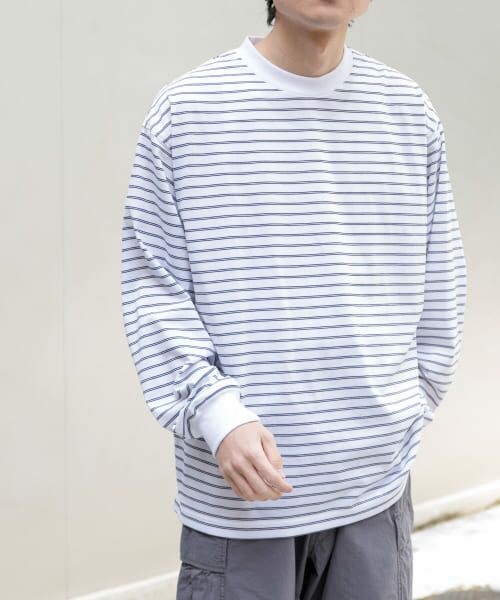 ＊＊URBAN RESEARCH DOORS / アーバンリサーチ ドアーズ Tシャツ | FORK&SPOON　CAVEボーダーロングスリーブTシャツ（OFFxBLK）