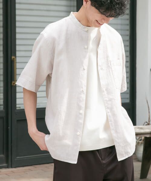美品✨希少✨アンユーズド　半袖アフガンシャツ　リネン混　19SS　サイズL 美品✨希少✨アンユーズド 半袖アフガンシャツ リネン混 19SS