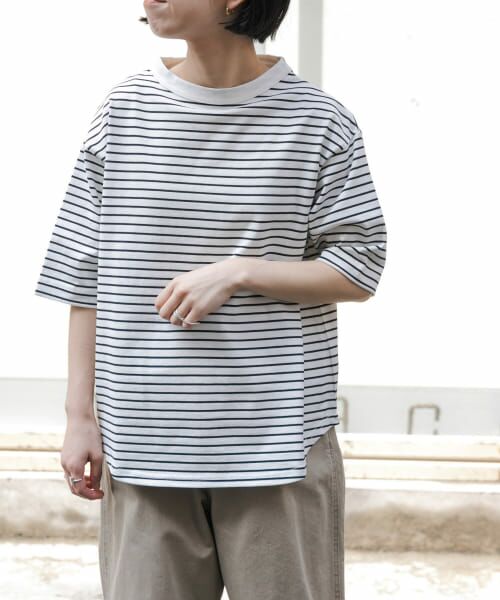 ＊＊URBAN RESEARCH DOORS / アーバンリサーチ ドアーズ Tシャツ | FORK&SPOON　ボトルネック5分袖Tシャツ（OFFxBLK）