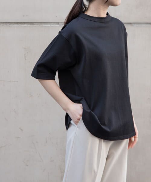 ＊＊URBAN RESEARCH DOORS / アーバンリサーチ ドアーズ Tシャツ | FORK&SPOON　ボトルネック5分袖Tシャツ（BLACK）