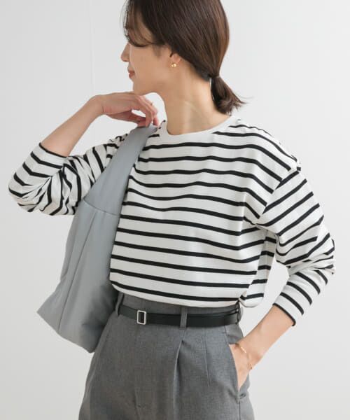 ＊＊URBAN RESEARCH DOORS / アーバンリサーチ ドアーズ Tシャツ | ボーダーワイドプルオーバー（BLACK）