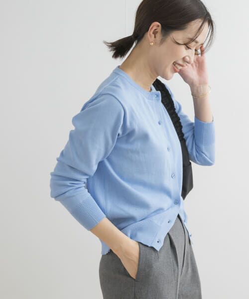 入手困難✨ レオナール シルク×コットン カーディガン ボレロ ブルー セール】 オーガニックコットンクルーネックカーディガン