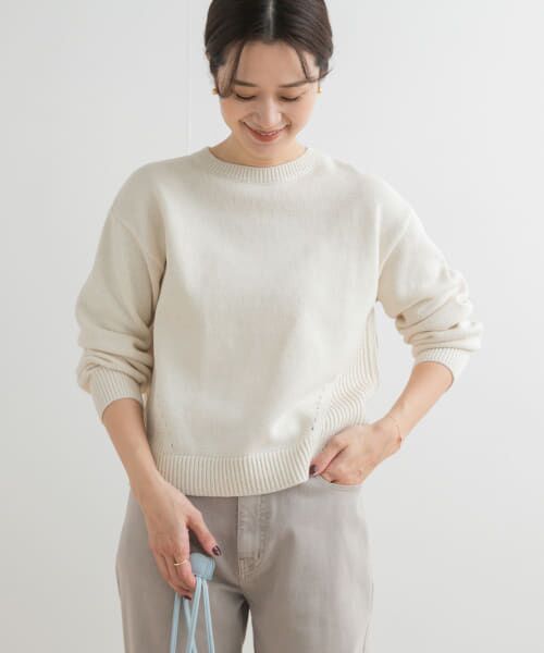 ＊＊URBAN RESEARCH DOORS / アーバンリサーチ ドアーズ ニット・セーター | コットンテープアイレットプルオーバー（IVORY）