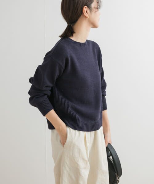 ＊＊URBAN RESEARCH DOORS / アーバンリサーチ ドアーズ ニット・セーター | コットンテープアイレットプルオーバー（NAVY）