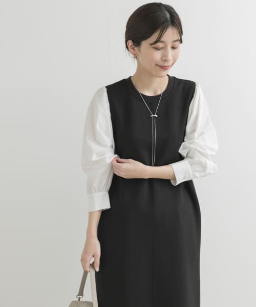 アーバンリサーチドアーズ ボリュームスリーブワンピース ネイビー 上品 セール】ボリュームスリーブワンピース（ワンピース）｜URBAN