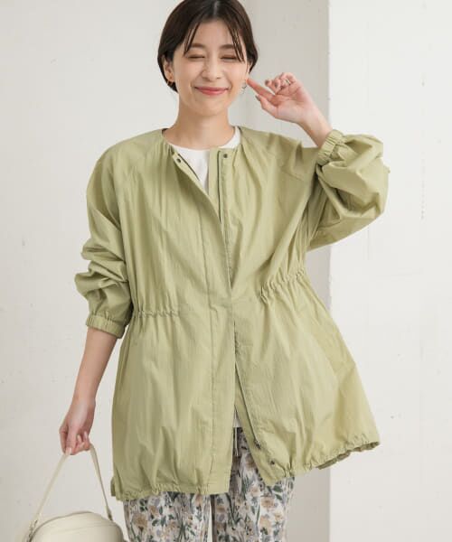 ＊＊URBAN RESEARCH DOORS / アーバンリサーチ ドアーズ ブルゾン | ギャザーノーカラーブルゾン（L.KHAKI）