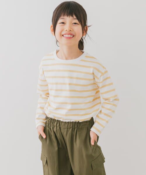 ＊＊URBAN RESEARCH DOORS / アーバンリサーチ ドアーズ トップス | 『親子リンク』『WEB/一部店舗限定サイズ』ボーダーワイドプルオーバー(KIDS)（PANNACOTTA）