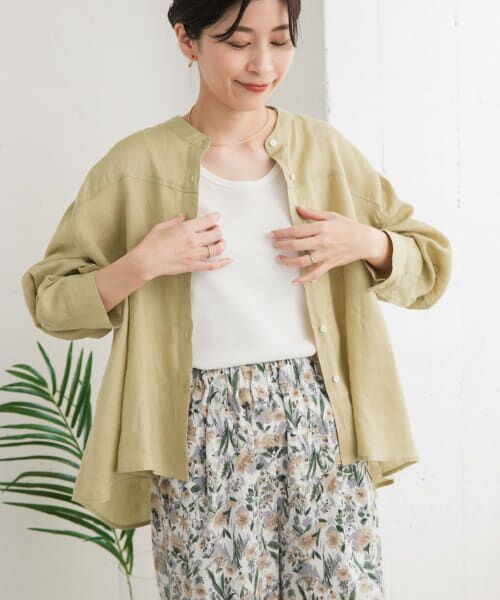 ＊＊URBAN RESEARCH DOORS / アーバンリサーチ ドアーズ シャツ・ブラウス | リネンカーブスリーブブラウス（YELLOW）