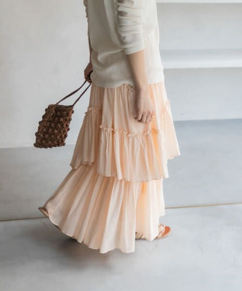 ＊＊URBAN RESEARCH DOORS / アーバンリサーチ ドアーズ スカート | ランダムティアードスカート（PEACH PINK）