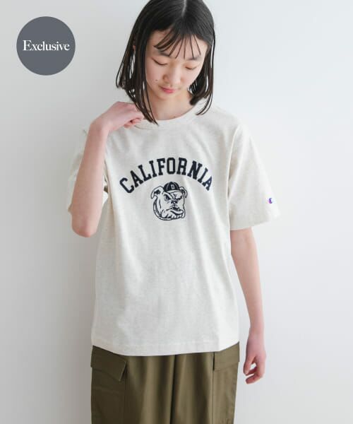 ＊＊URBAN RESEARCH DOORS / アーバンリサーチ ドアーズ トップス | 『WEB/一部店舗限定』『別注』Champion×DOORS　BULLDOG Tシャツ(KIDS)（OATMEAL）
