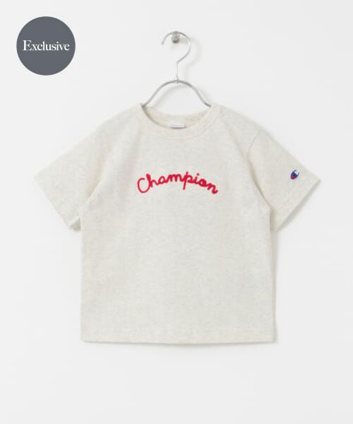 ＊＊URBAN RESEARCH DOORS / アーバンリサーチ ドアーズ トップス | 『WEB/一部店舗限定』『別注』Champion×DOOORS　チェーンステッチロゴT(KIDS)（OATMEAL）