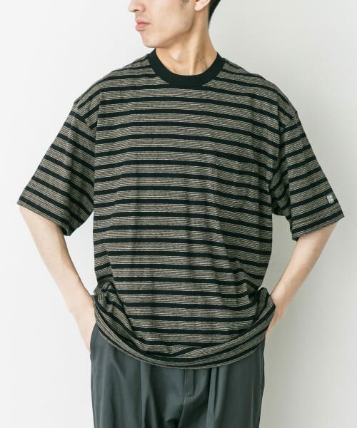 ＊＊URBAN RESEARCH DOORS / アーバンリサーチ ドアーズ Tシャツ | ENDS and MEANS　Pocket T-shirts(Striped)（Black ST）