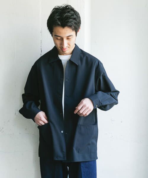 ＊＊URBAN RESEARCH DOORS / アーバンリサーチ ドアーズ シャツ・ブラウス | 『XLサイズ/WEB限定』『UR TECH DRYLUXE』 LONG-SLEEVE SHIRTS（NAVY）