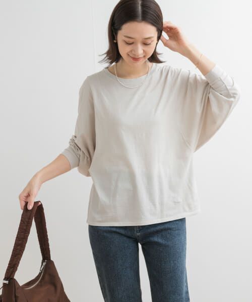 ＊＊URBAN RESEARCH DOORS / アーバンリサーチ ドアーズ Tシャツ | ドルマンルーズロングTシャツ（GREIGE）