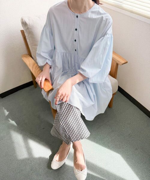 ＊＊URBAN RESEARCH DOORS / アーバンリサーチ ドアーズ チュニック | ボリュームスリーブチュニック（SAX）