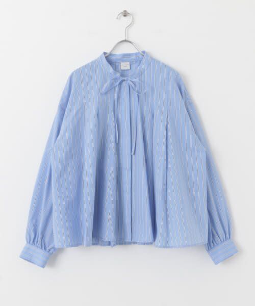 ストライプリボンフレアブラウス （シャツ・ブラウス