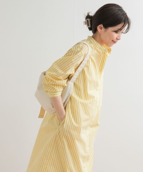 美品 DOORSドアーズきれい色UR TECH カラーストライプワンピース♪ セール】『UR TECH Smart Linen Touch』カラーストライプ