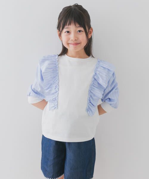＊＊URBAN RESEARCH DOORS / アーバンリサーチ ドアーズ トップス | 布帛ドッキングフリルカットソー(KIDS)（OFF）