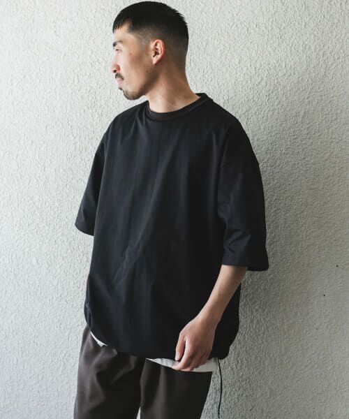 ＊＊URBAN RESEARCH DOORS / アーバンリサーチ ドアーズ Tシャツ | URD Drawstring Short-Sleeve T-shirts（BLACK）