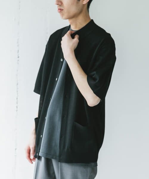 オーシバル　リネンカーディガン&ビアズリー　スタンドネックシャツ セール】 リネンライクショートスリーブシャツカーディガン