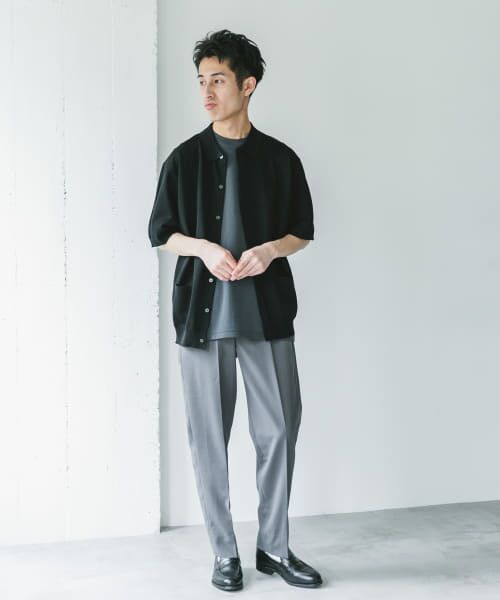 リネンインレーシャツカーディガン リネンインレー キーネック シャツカーディガン｜nest Robe