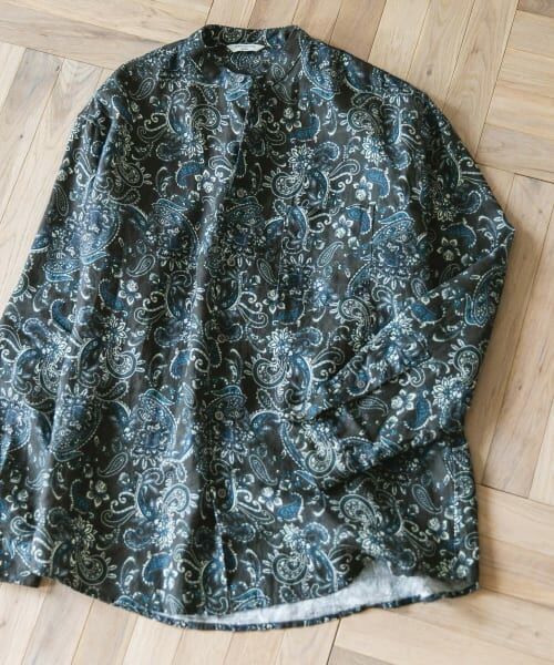 ＊＊URBAN RESEARCH DOORS / アーバンリサーチ ドアーズ シャツ・ブラウス | 『XLサイズ/WEB限定』シルケットリネンバンドカラーロングスリーブシャツ（PAISLEY）