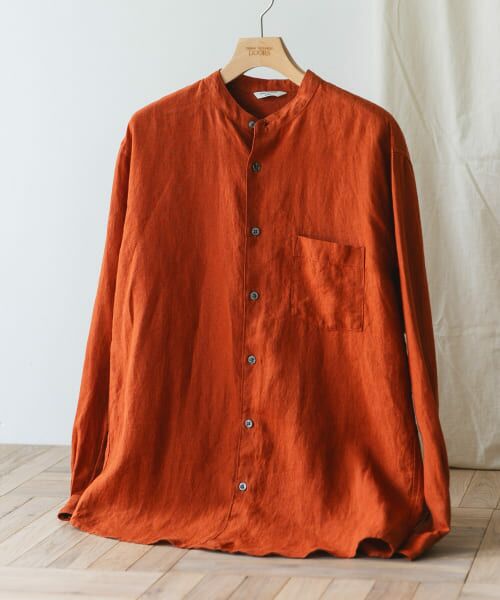 ＊＊URBAN RESEARCH DOORS / アーバンリサーチ ドアーズ シャツ・ブラウス | 『XLサイズ/WEB限定』シルケットリネンバンドカラーロングスリーブシャツ（TERRACOTTA）