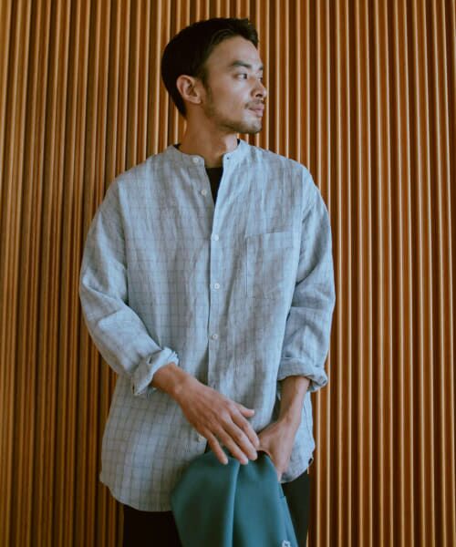 ジャケット　リネン100%　バンドカラー　グリーン　緑　大きめサイズ　お洒落 セール】 ◇ハードマンリネンジャケット （テーラードジャケット