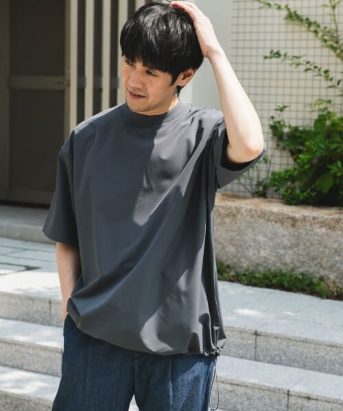＊＊URBAN RESEARCH DOORS / アーバンリサーチ ドアーズ Tシャツ | 『吸水速乾/UVカット/防シワ』ダブルクロス ストレッチプルオーバー（CHARCOAL）