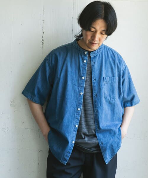 ＊＊URBAN RESEARCH DOORS / アーバンリサーチ ドアーズ シャツ・ブラウス | リネン混 デニムバンドショートスリーブシャツ（USED）