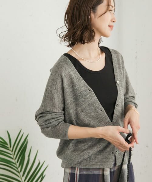 新品タグ付◆ DOORS リネンVネックカーディガン　アーバンリサーチ　かぐれ セール】リネンVネックカーディガン（カーディガン/ボレロ