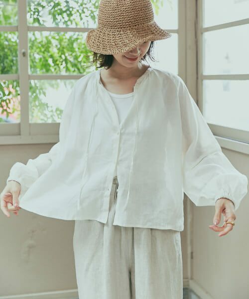 ＊＊URBAN RESEARCH DOORS / アーバンリサーチ ドアーズ シャツ・ブラウス | リネンハシゴレースブラウス（OFF）