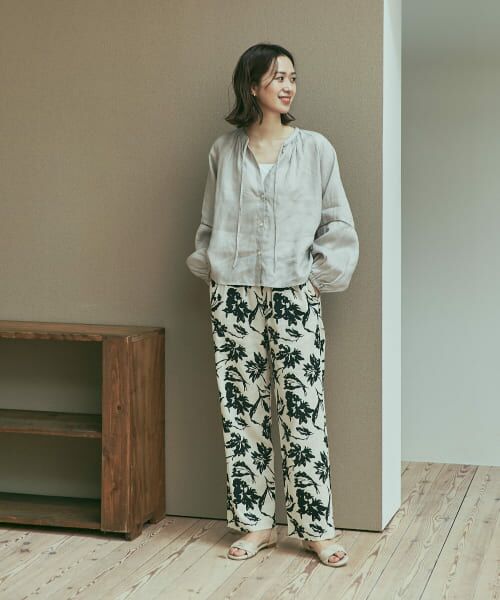 セール】 リネンレーヨンフラワープリントパンツ （その他パンツ