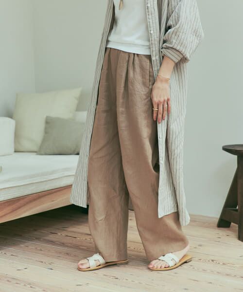 新品タグ付◆ M DOORS リネンイージーパンツ　CAMEL URBAN RESEARCH DOORS パンツ リネン混イージーパンツ