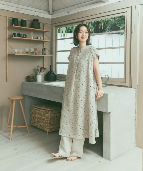 DOORS リネンレーヨンドットフレアワンピース URBAN RESEARCH DOORS ワンピース リネンレーヨンドットフレア