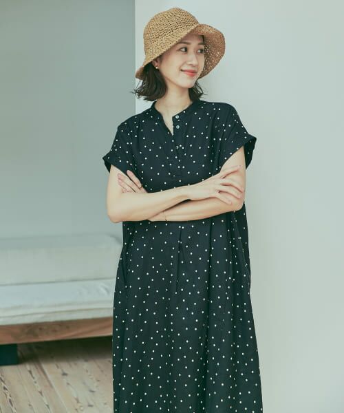 セール】 リネンドットフレアワンピース （ワンピース