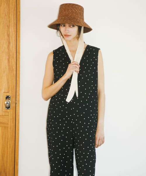 セール】 リネンレーヨンドットオールインワン （サロペット