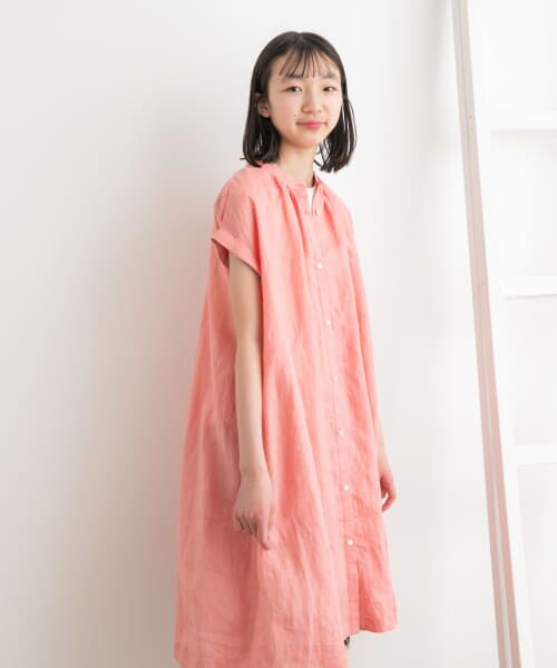 ＊＊URBAN RESEARCH DOORS / アーバンリサーチ ドアーズ ワンピース | 『WEB/一部店舗限定』『親子リンク』リネンギャザーワンピース(KIDS)（PINK）