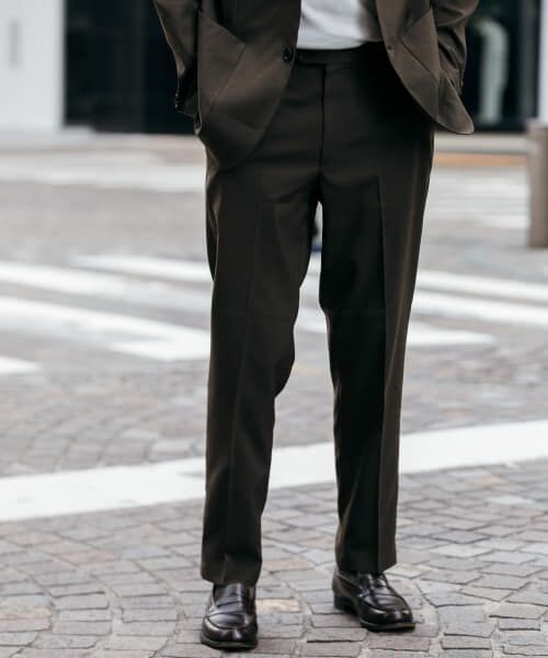 ＊＊URBAN RESEARCH DOORS / アーバンリサーチ ドアーズ スラックス・ドレスパンツ | LIFE STYLE TAILOR　リネンライクコンフォータブルパンツ（OLV BROWN）