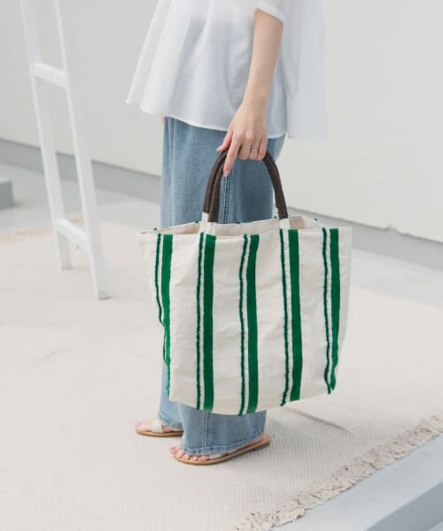 ＊＊URBAN RESEARCH DOORS / アーバンリサーチ ドアーズ トートバッグ | beej　EMB&Flocky Big tote bag（Green）